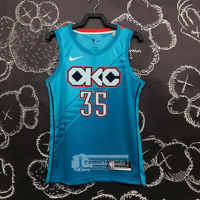 Camiseta Oklahoma City Thunder Kevin Durant NO 35 Ciudad 2018-19 Azul